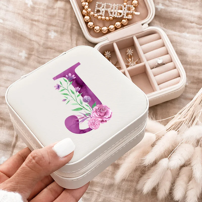 Top Trends: Purple Initial Travel Portable Girl Jewelry Box Perfect Wedding Bridesmaid Bestfriends Bachelorette Party Gift Shoppable Styles - Image 2