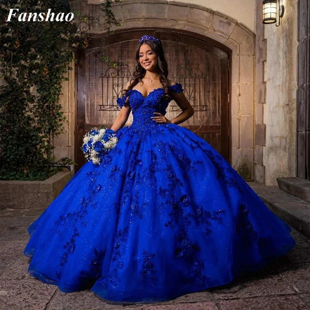 Top Trends: Fanshao Wd706 Off Shoulder Quinceanera Dress Sequined Lace Beaded Appliques Ball Gown Sweet 16 Dress Birthday Party Gowns Shoppable Styles