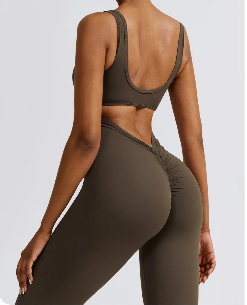 Top Trends: Women's New Hollowed-Out Beauty Back Peach Butt Lift Exercise Micro One-Piece Yoga Jumpsuit Shoppable Styles