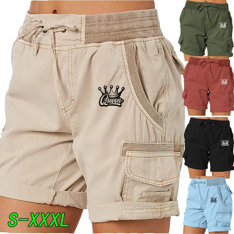 Top Trends: Women&#039;s Cargo Shorts Queen Printed Summer Multi Pockets Beach Shorts Hiking Travel Golf Fishing Stretch Female Plus Size Shorts Shoppable Styles