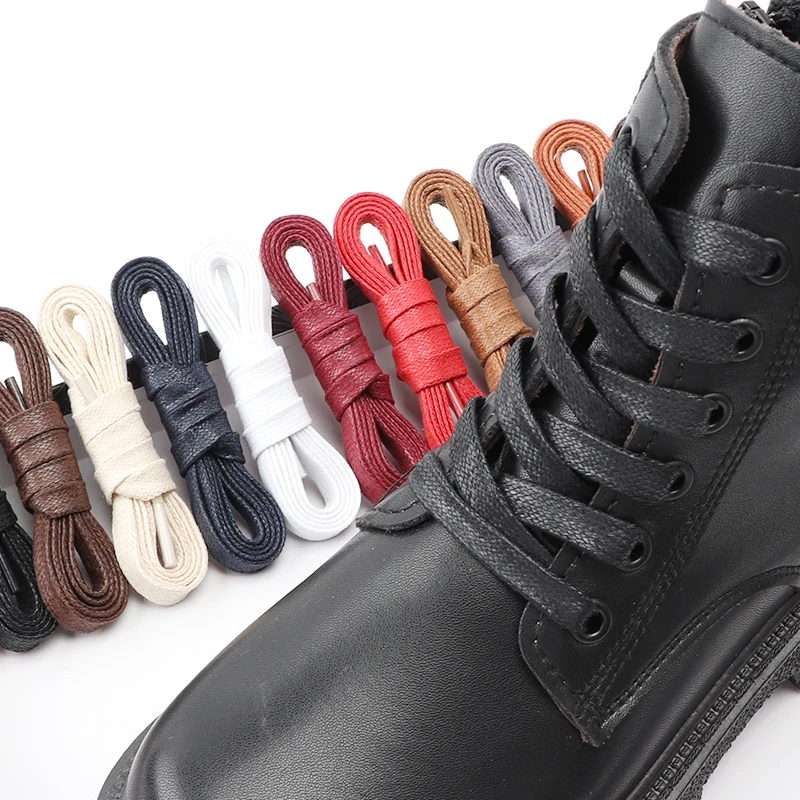 Top Trends: Leather Shoelace Cotton Waxed Shoelaces Waterproof Flat Shoe Laces Martin Boots Laces For Shoes Widening 0.8cm 70 / 90 / 120 / 150cm Shoppable Styles