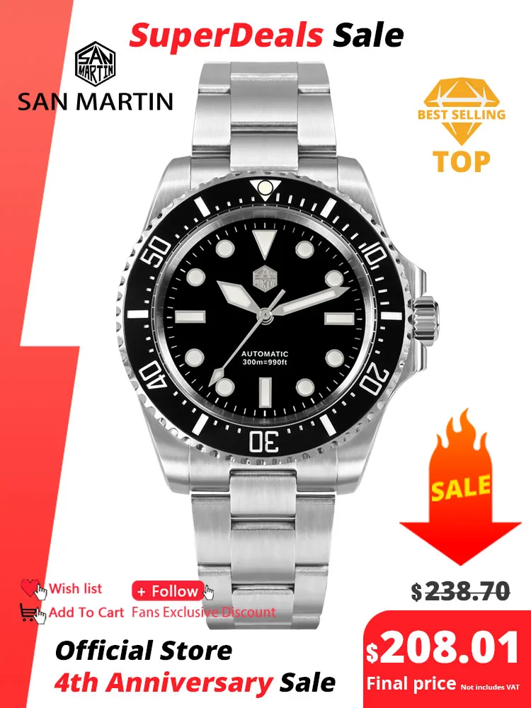 Top Trends: San Martin 2023 New Men Diving Watch NH35 Luxury Automatic Mechanical Wristwatch Sapphire Waterproof 300m Fly Adjustable Clasp Shoppable Styles