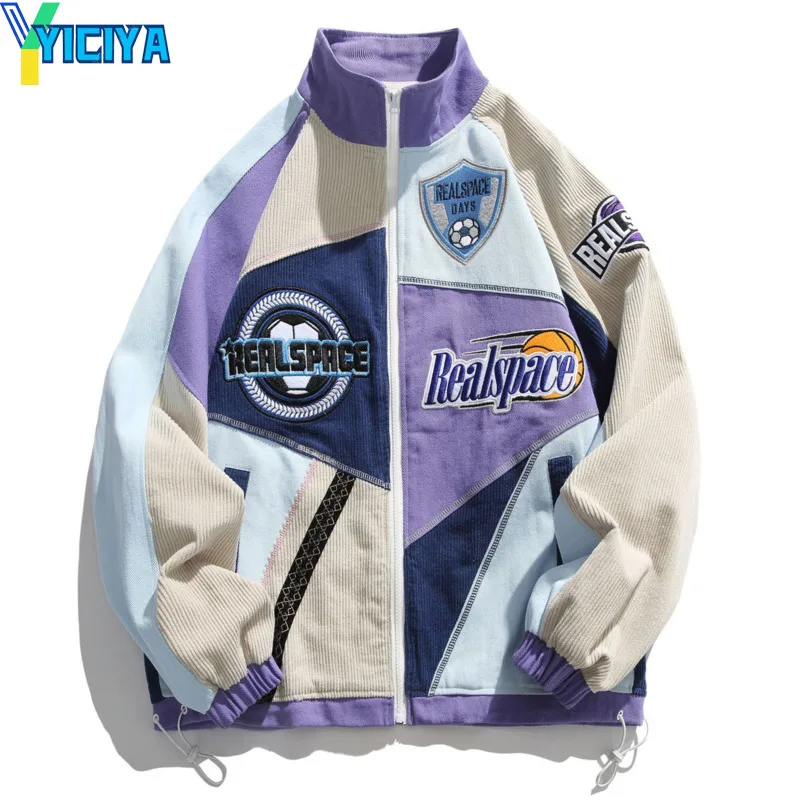 Top Trends: YICIYA Varsity Jackets Women Purple Embroidery Korean Oversized Baseball Coat Vintage Fashion New Outfits Bomber Winter Vintage Shoppable Styles