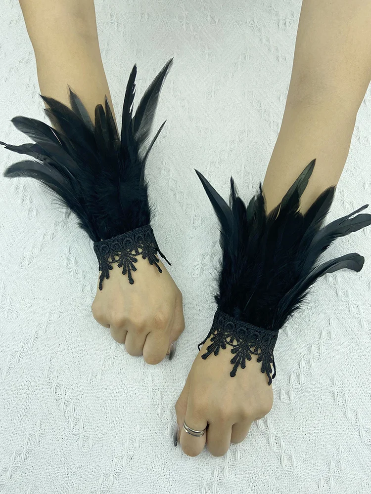 Top Trends: Natural Feather Sleeve Cuffs Gloves Party Cosplay Lace Wrist Cuffs Fur Sleeve Furry Accessories Carnival Stage Show Costume Shoppable Styles