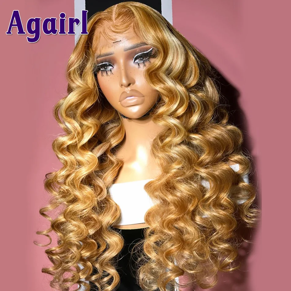 Top Trends: Highlight Honey Blonde 6x6 Lace Closure Wig 13X6 Loose Wave Lace Frontal Human Hair Wigs With Baby Hair Malaysian Virgin Wigs Shoppable Styles - Image 4