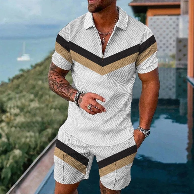 Top Trends: Men's Summer Polo Shirt Set 3d Print Short Sleeve Polo Shirt + Shorts Suit Fashion Sportswear Men Clothing Polo Shirts For Men Shoppable Styles