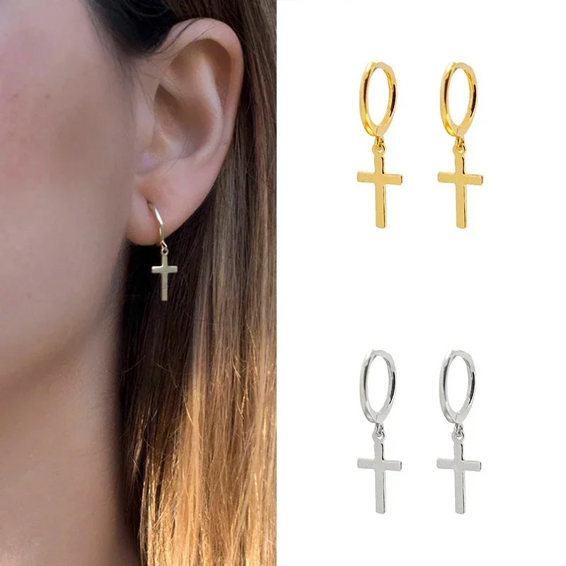 Top Trends: 925 Sterling Silver Minimalist Jesus Cross Pendant Earrings Gold / Silver Hoop Earrings Fashion Wedding Party Earrings Jewelry Shoppable Styles