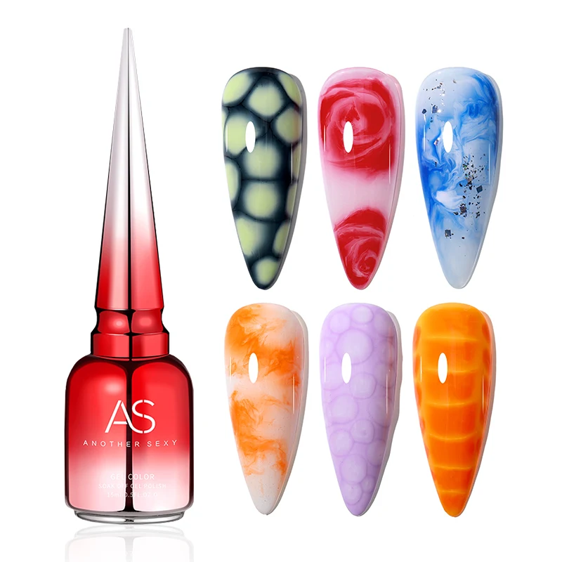 Top Trends: AS Clear Blooming Gel 15ml UV LED Soak Off Nail Art Polish For Spreading Effect Marble Nail Polish Gel Paint Shoppable Styles