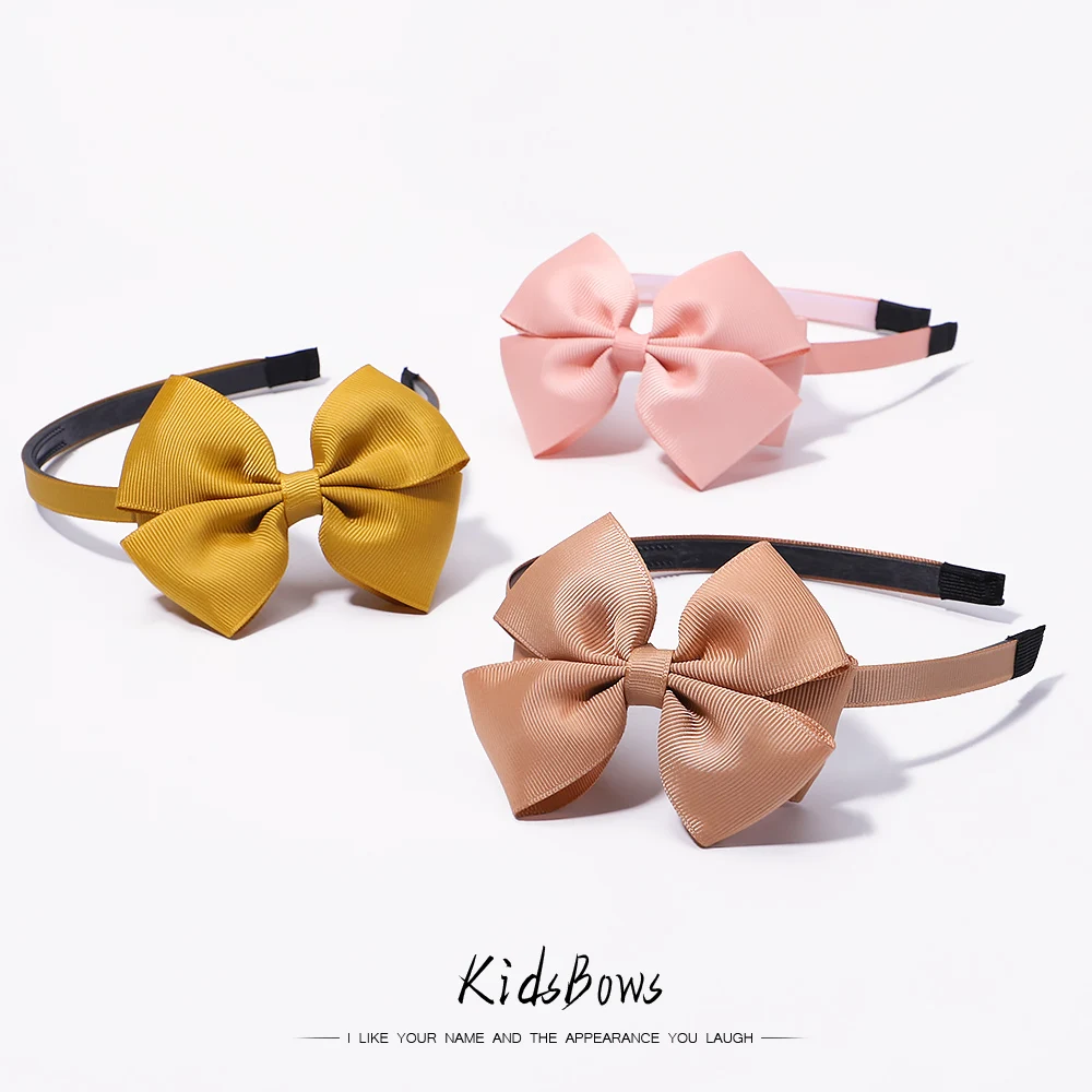 Top Trends: 1pcs Cute Solid Color Ribbon Handmade Hair Bows Hair Bands For Girls Headband 20 Colors Cute Children Kids Baby Hair Accessories Shoppable Styles - Image 2