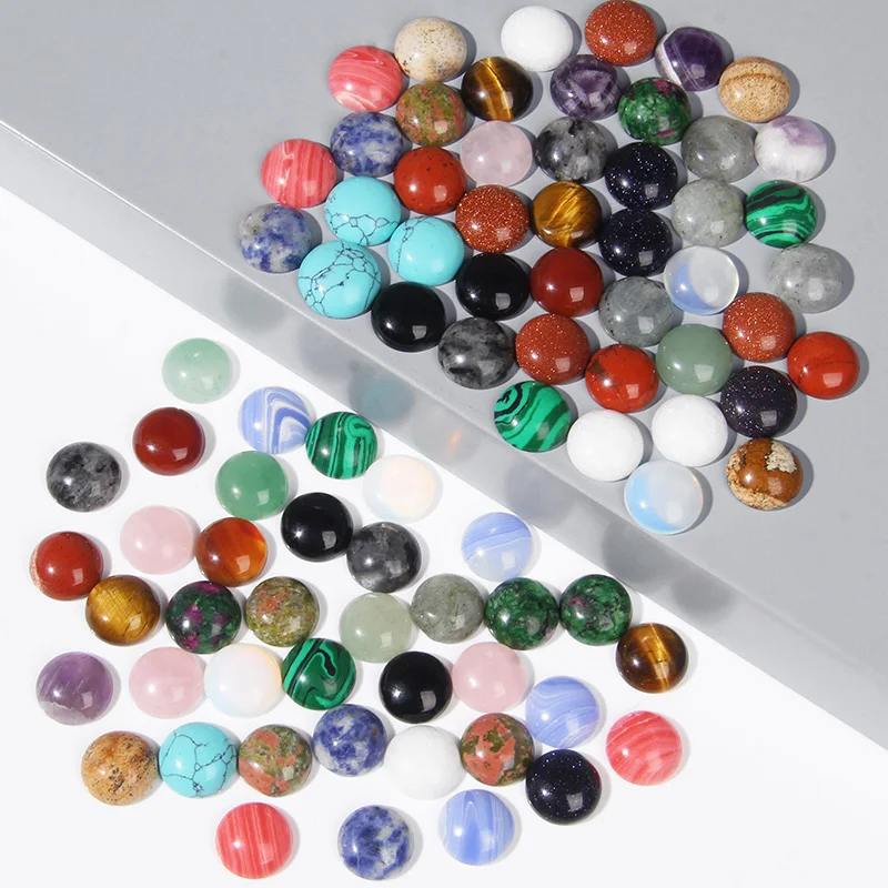 Top Trends: 10pcs / pack Natural Stone Cabochon Beads Round 6 / 8 / 10 / 12 / 14mm Loose Gem Cabochon DIY Ring Pendants Necklace Accessories Wholesale Shoppable Styles