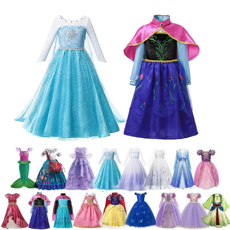 Top Trends: Elsa Princess Dress Girl Kid Birthday Party Carnival Clothes Dress Up Anna Snow White Rapunzel Mermaid Aurora Costume Shoppable Styles