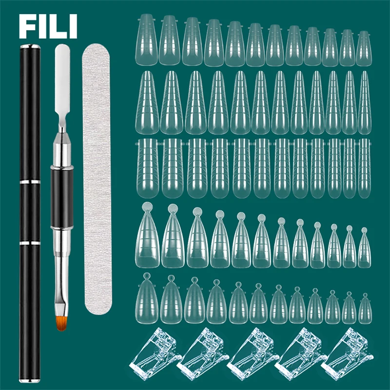 Top Trends: FILI Nails Art Tool Set Quick Building Mold Nail Brush Kit Dual Forms Nail Extension System With Nail Pen Gel Clips For Top Form Shoppable Styles