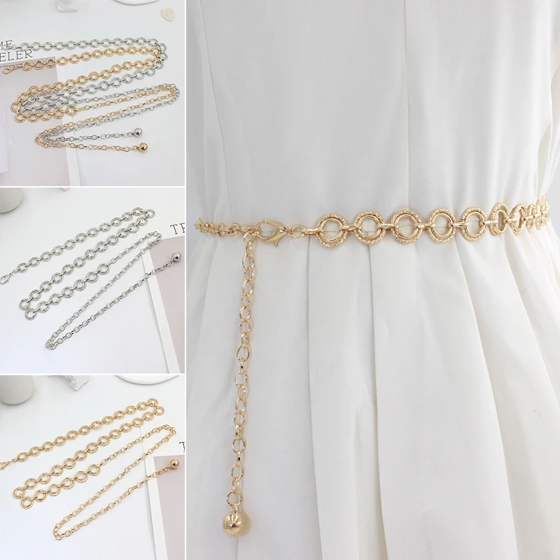 Top Trends: 2023 New Metal Waist Chain Belt Dress Pant Waistband Long Tassel Round Ring Narrow Chunky Fringes Belt Adjustable Alloy Chain Shoppable Styles