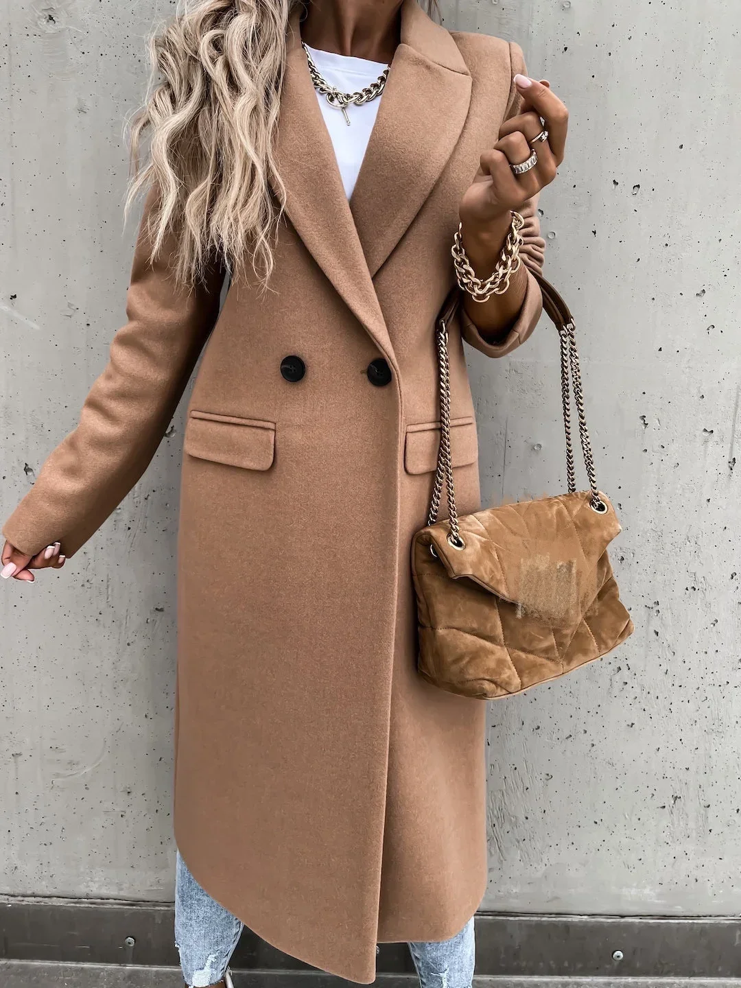 Top Trends: 2024 Spring Wool Women's Coat Quilted Long Sleeve Solid Khaki Windbreaker Female Winter Fashion Elegant Ladies Coats Clothing Shoppable Styles