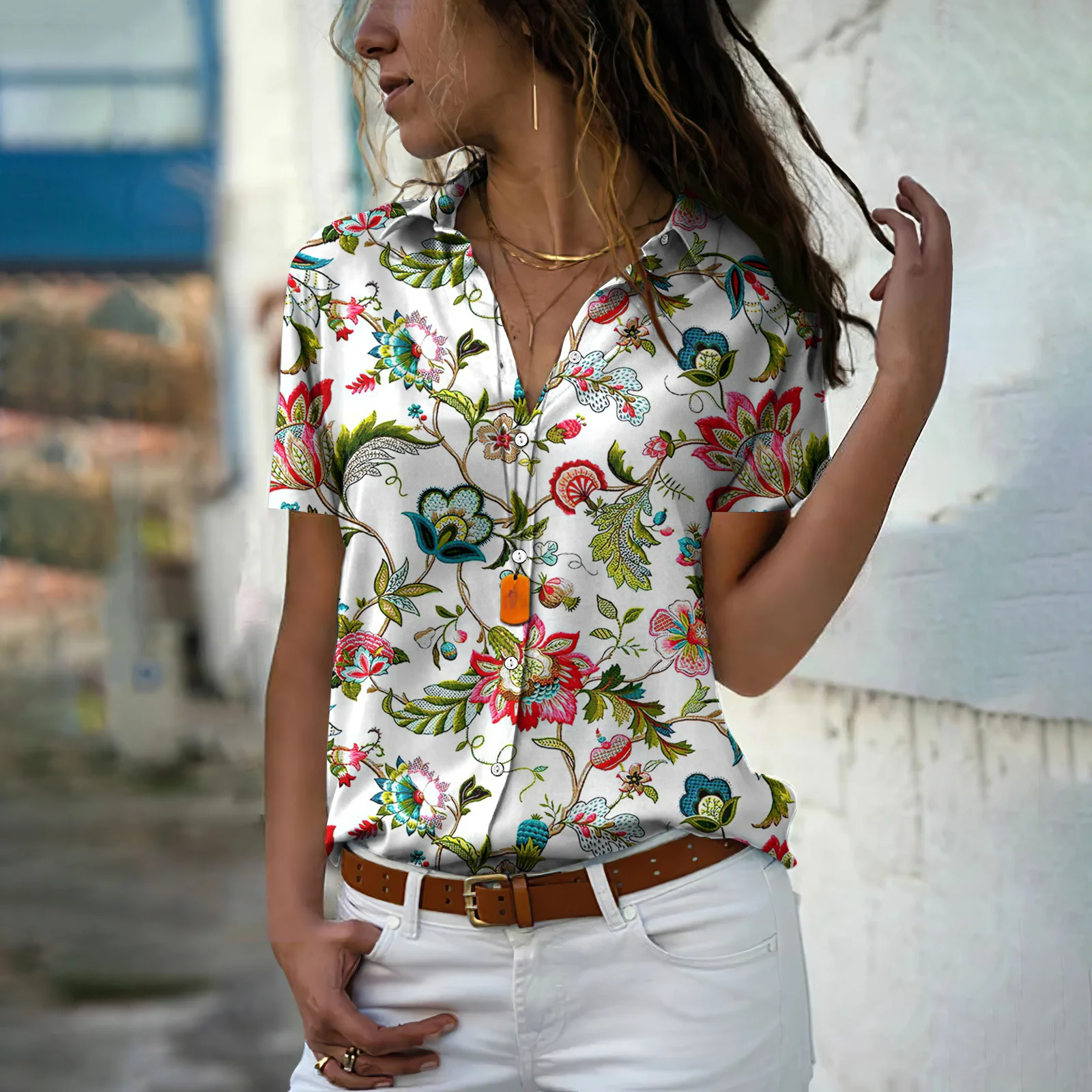 Top Trends: Vintage Women's Shirt Hawaiian V-Neck 5xl Shirt Summer Holiday Short Sleeve Flowers Shirts And Blouses New Oversized Clothing Shoppable Styles