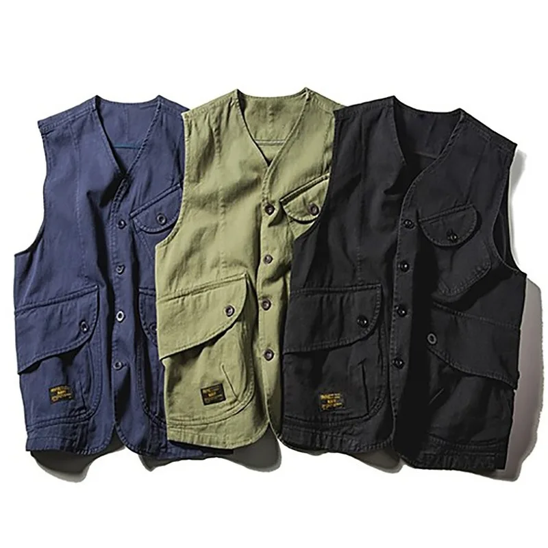 Top Trends: Hot Selling 2022 American Trend Multi-pocket Tooling Vest Men&#039;s Short Japanese Retro Casual Vest Jacket Top Men&#039;s Clothing Shoppable Styles