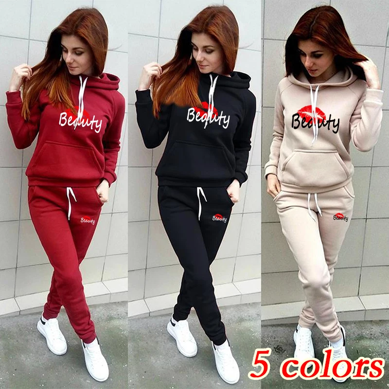 Top Trends: Women&#039;s Printed Solid Color Pullover Hoodie Set Hooded Sports Top Pants Set Sports Jogging Set Hooded Track Suit S-4XL Shoppable Styles