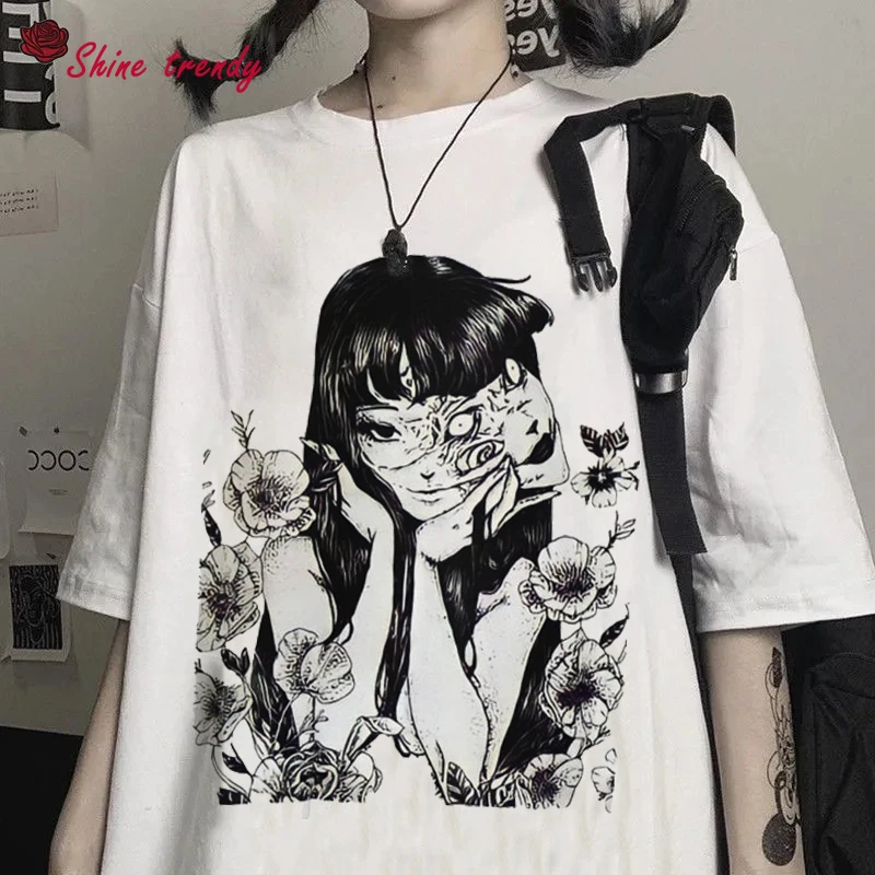 Top Trends: Harajuku T-shirt Women Horror Comics Gothic Cartoon Japanese Anime Print T Shirts Y2k Tops Unisex Short Sleeve Vintage Tee Shirt Shoppable Styles