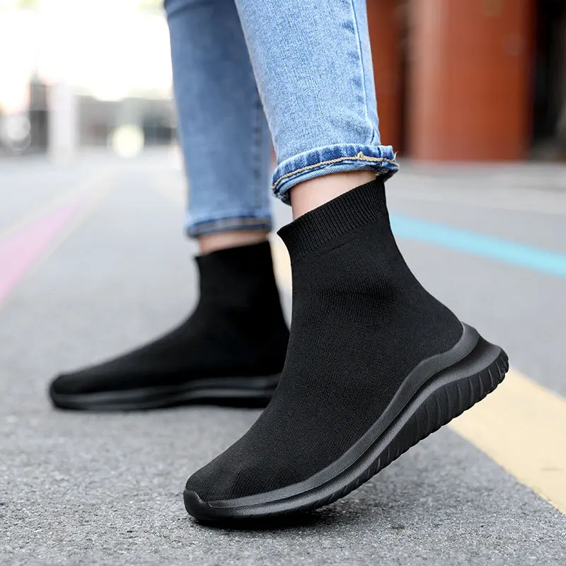 Top Trends: Men Sock Shoes Stretch Slip-On Men's Boots Knit Casual Sneakers For Men Summer 2023 Trendy Mesh Breathable Walking Men's Shoes Shoppable Styles