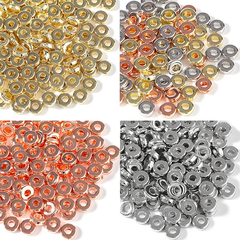 Top Trends: 100pcs / Lot CCB Beads KC Gold Sliver Plated Round Flat Wheel Beads Loose Spacers Beads For Jewelry Making DIY Bracelet Necklace Shoppable Styles