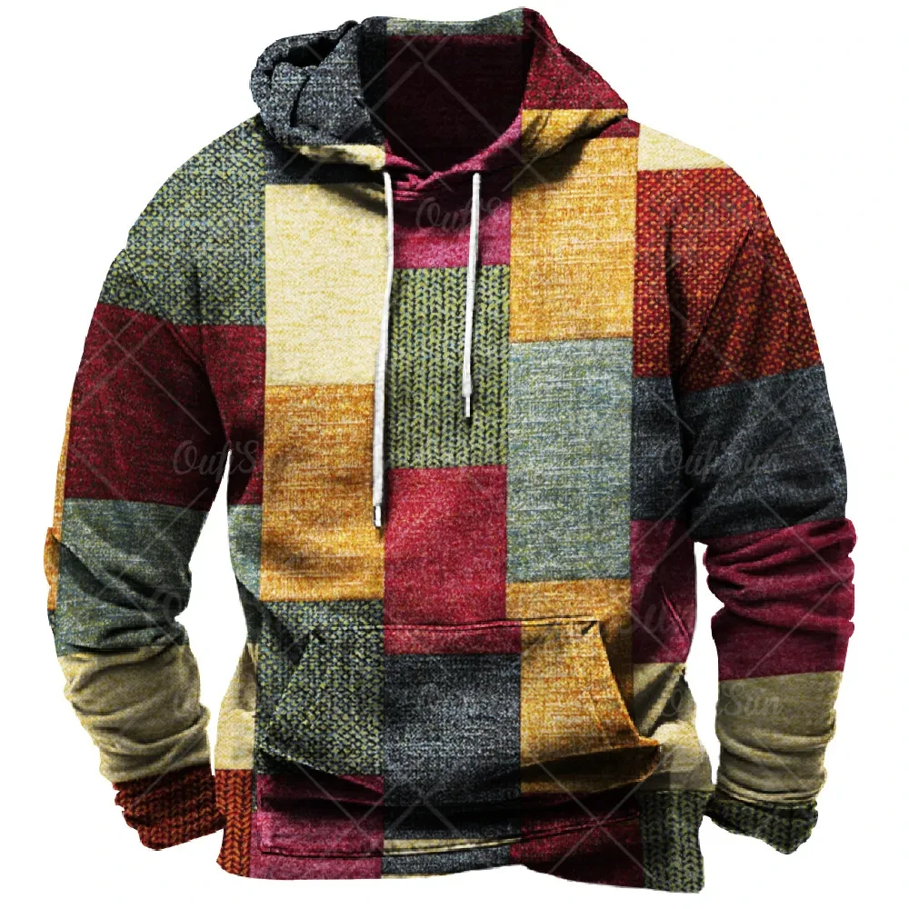 Top Trends: Retro Men's Hoodie Rag Patchwork Print Long Sleeve Sweatshirt Autumn Fashion Hoodies For Men Oversized Hoody Tops Casual Hoodie Shoppable Styles