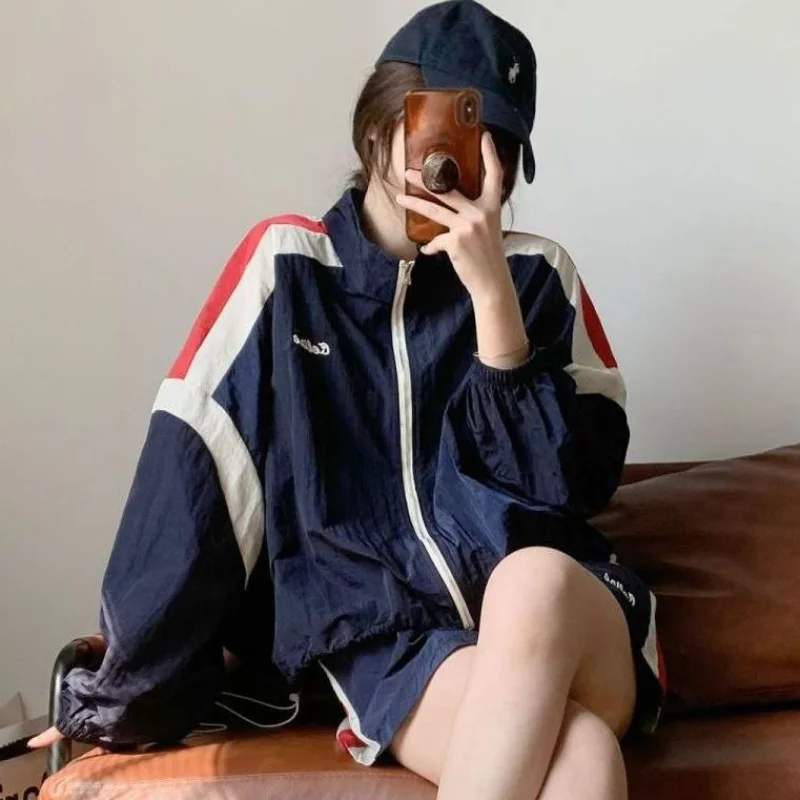 Top Trends: Deeptown Korean Style Jacket Two Piece Set Women Y2k Streetwear Oversize Vintage Harajuku Outdoor Track Uv Blocking Causal Thin Shoppable Styles