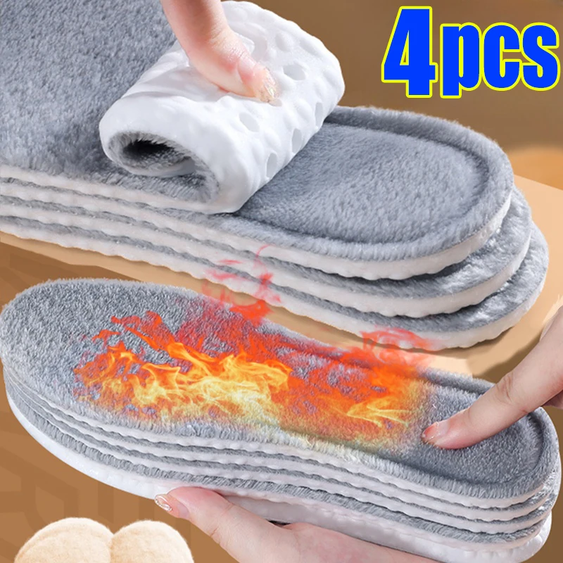 Top Trends: 4pcs Self Heated Thermal Insoles For Feet Winter Warm Wool Thermal Memory Foam For Men Women Sports Shoes Self-heating Shoe Pads Shoppable Styles