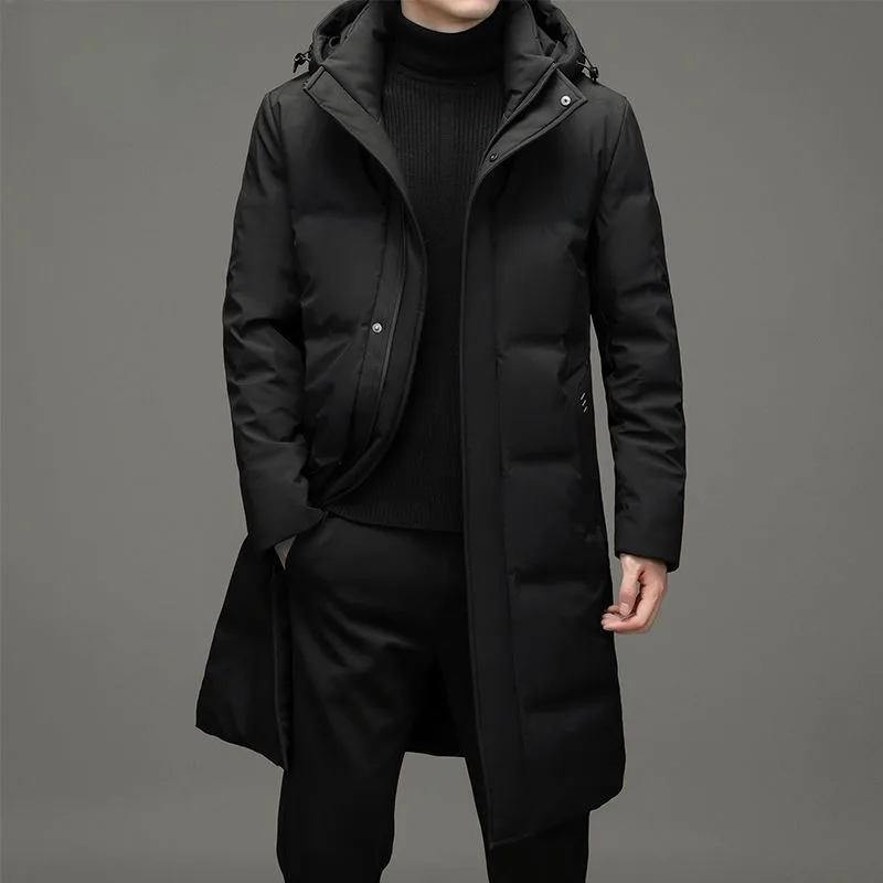 Top Trends: 2023 New Men Down Jacket Winter Coat Long Pattern Loose Leisure Parkas Thicken Warm Outwear Hooded Middle Age Overcoat Shoppable Styles - Image 3