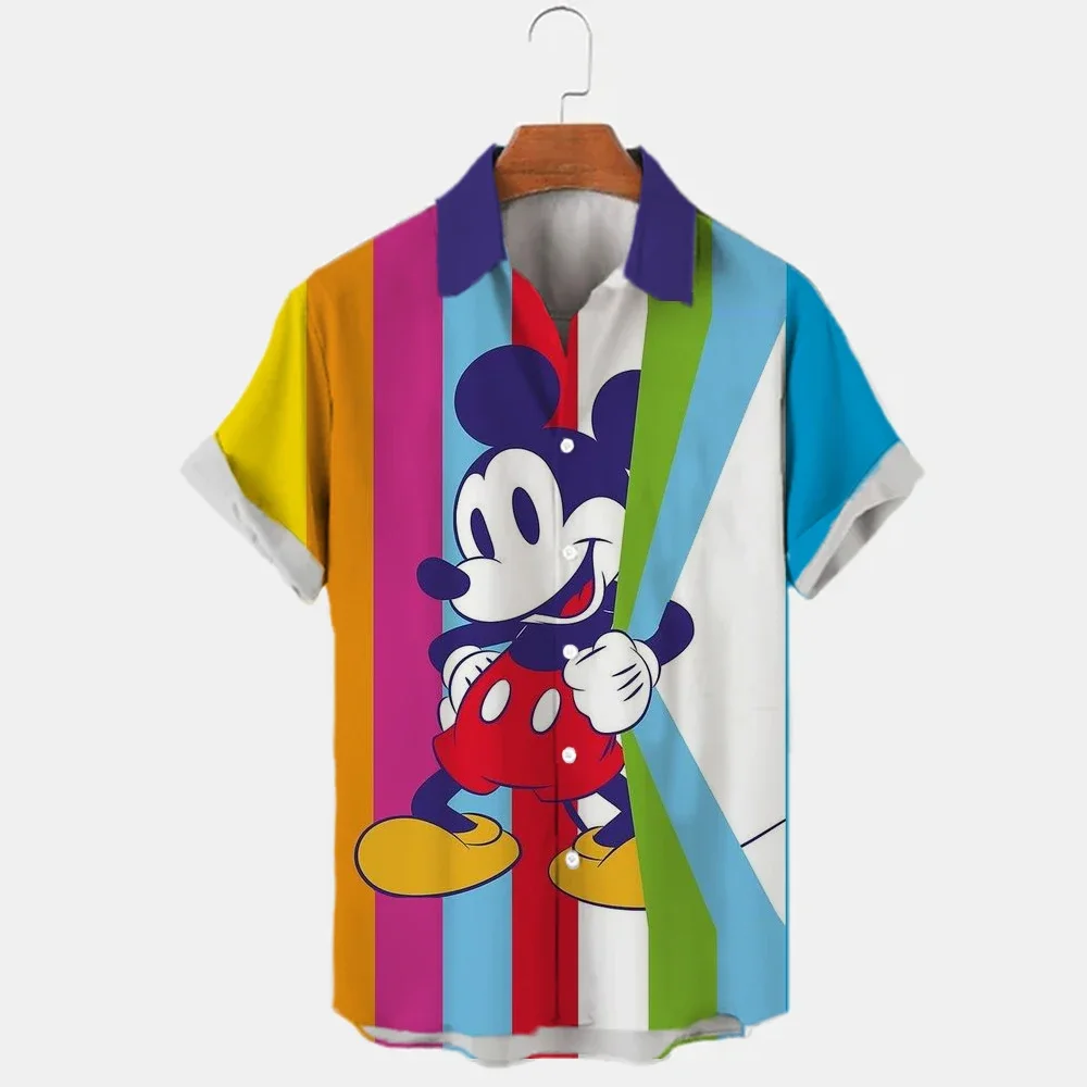 Top Trends: 2023 Summer Casual Button Down Shirt Holiday Short Sleeve Disney Mickey Mouse 3D Full Print Beach Fashion Men&#039;s Lapel Color Hip Shoppable Styles