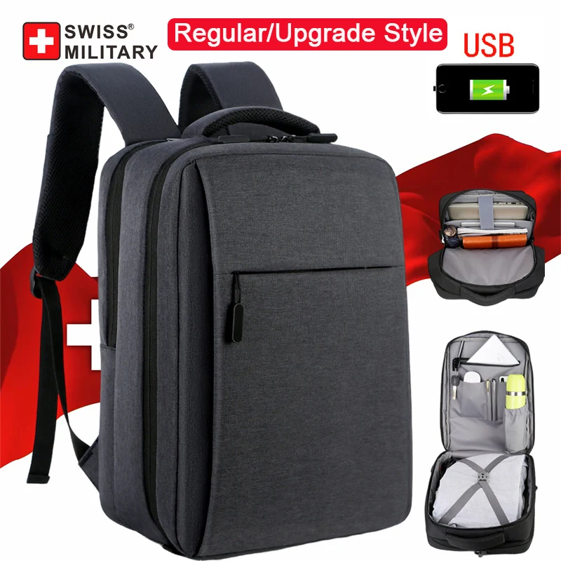 Top Trends: SWISS MILITARY Backpack Men Business Travel Laptop Back Pack Male USB Charging School Handbag Waterproof Bag For Couple Mochila Shoppable Styles