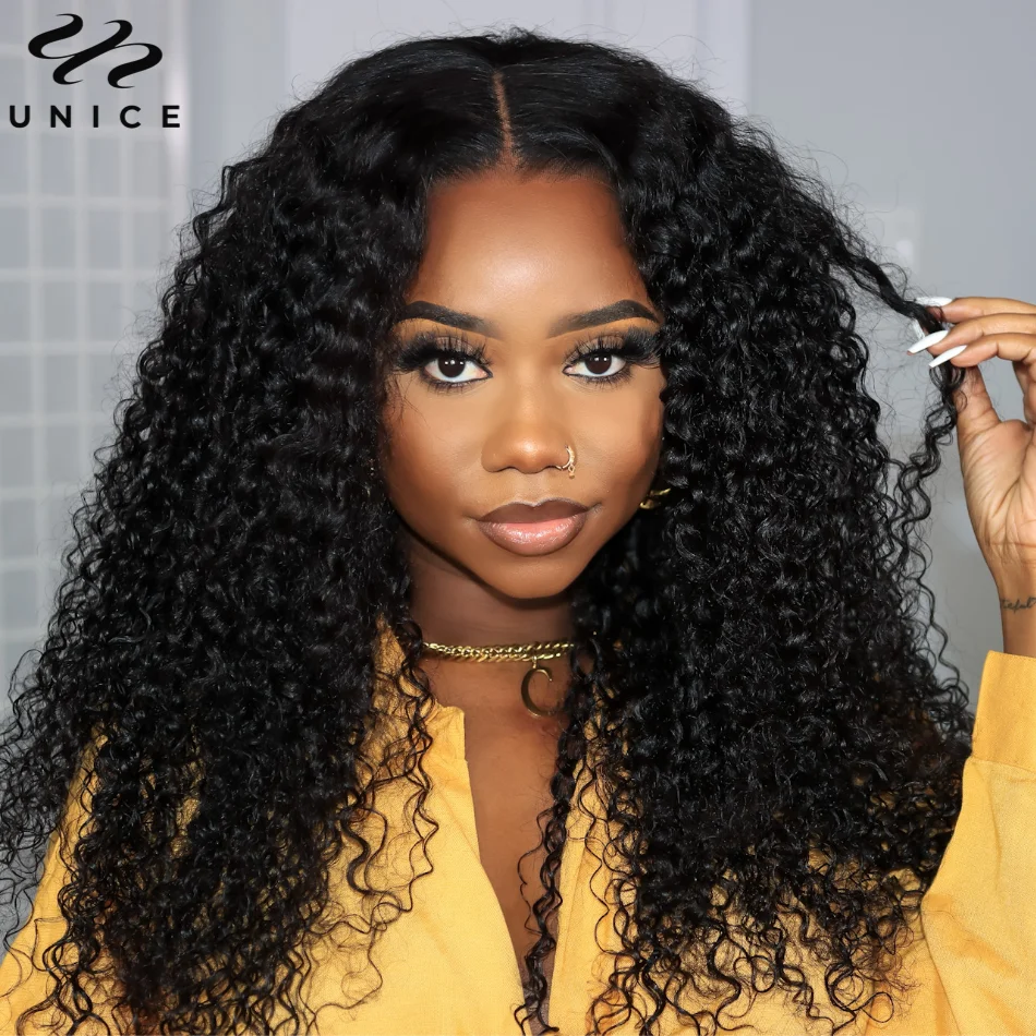 Top Trends: Unice Hair Wear Go Glueless Wig Pre Cut Pre Bleached 7x5 Lace Wig Pre Plucked Deep Curly Human Hair Lace Front Wig Ready To Wear Shoppable Styles