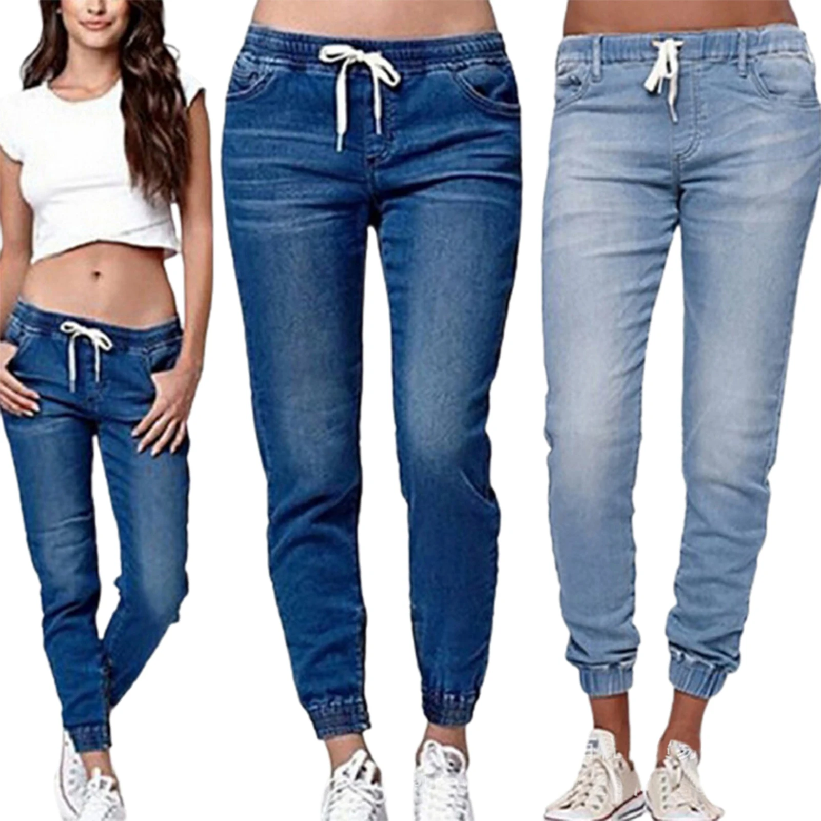 Top Trends: Casual Jogger Pants 2021 Elastic Sexy Skinny Pencil Jeans For Women Leggings Jeans High Waist Women&#039;s Denim Drawstring Pants Shoppable Styles