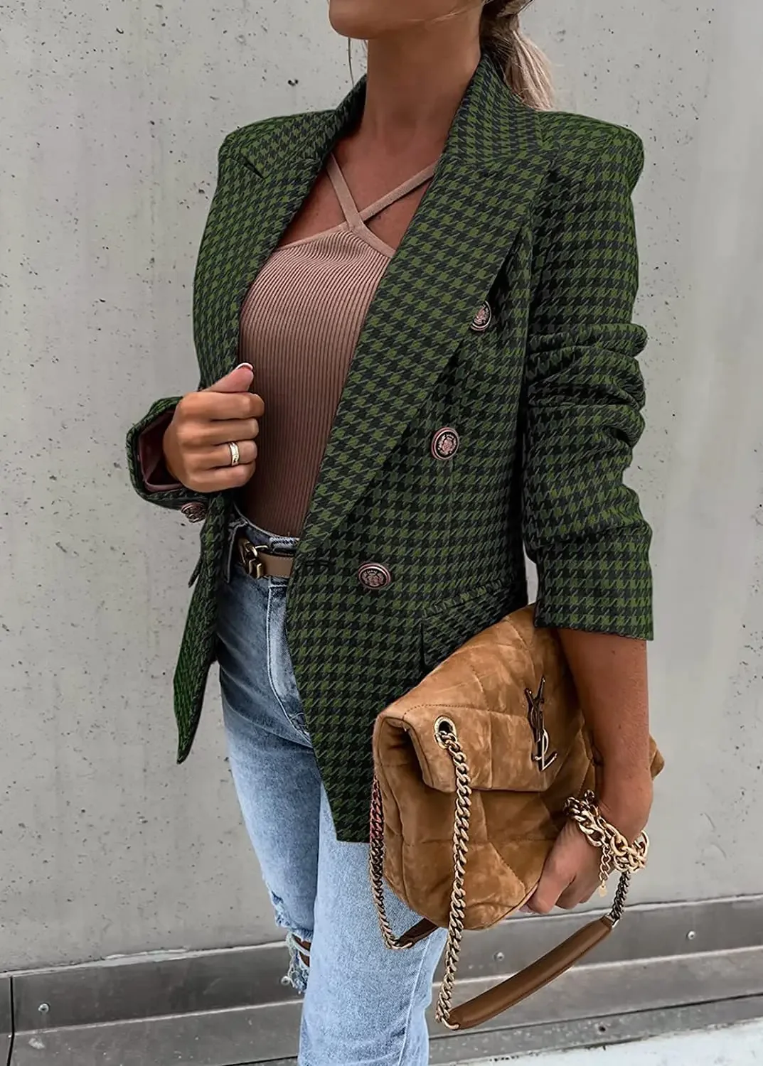 Top Trends: 2023 Spring And Autumn New Plaid Printing Casual Jacket Slim Commuting Small Suit Blazer Women Shoppable Styles