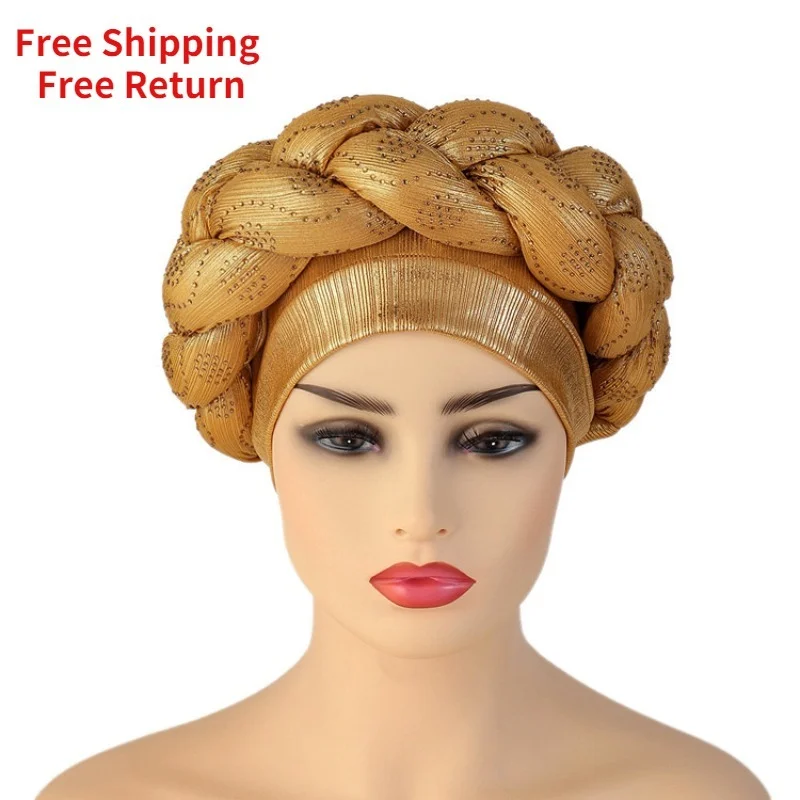 Top Trends: African Pattern Headwrap Hats For Women Pre-Tied Africain Designer Bonnets Turban Knot Aso Oke Africaine Turbante Auto Gele Shoppable Styles