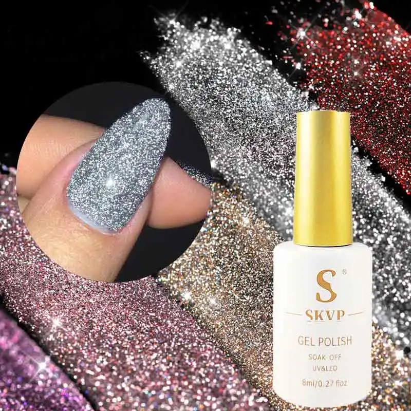 Top Trends: SKVP Gel Nail Polish Cat Eye Gel Semi Permanent Uv Varnish Gel Nail Art 8ML Glitter Effect Off Nail Polish Gel For Nails Design Shoppable Styles