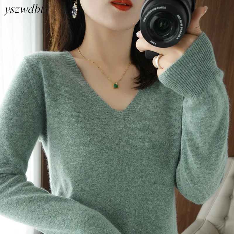 Top Trends: YSZWDBLX Sweaters Women Casual V-neck Solid Jumpers Pullovers Spring Autumn Womens Sweater Winter Warm Knitwear Bottoming Shirt Shoppable Styles