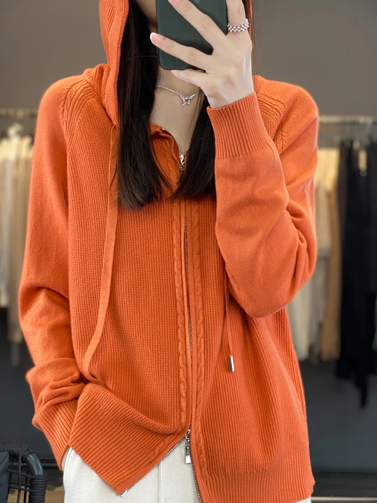 Top Trends: Zip-up Hoodies And Sweatshirts For Women Merino Wool Long Sleeve Sweaters Ladies Clothes Knitted Jumpers New Arrivals Outerwears Shoppable Styles