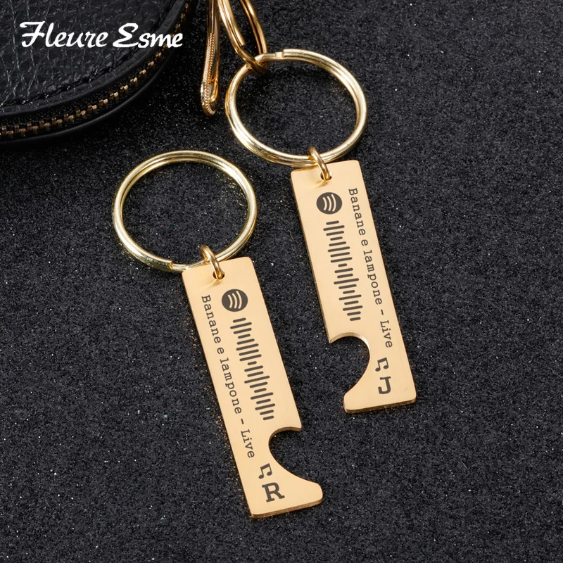 Top Trends: 2 PCS Music Keychain Personalized Spotify Scan Code For Couple Women Men Keyring Custom Engrave Initials Valentine&#039;s Day Gifts Shoppable Styles