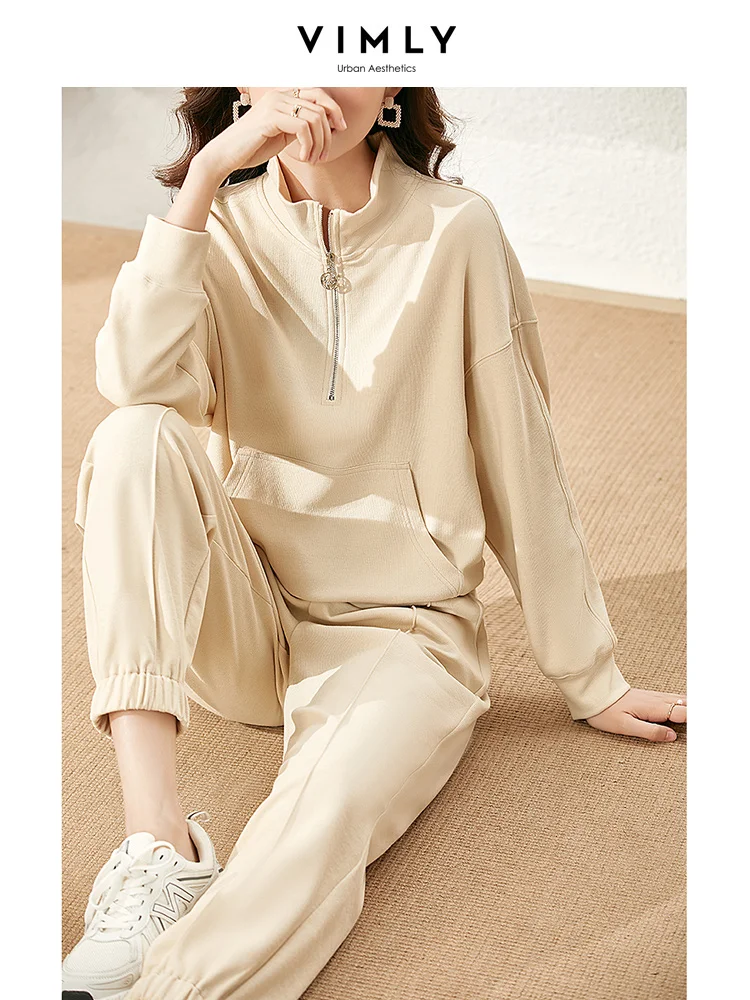 Top Trends: Vimly Early Autumn Casual Sportswear Tracksuits Two Piece Sets Women 2023 Fashion Outfits Half Zip Sweatshirts Sweapants V1203 Shoppable Styles