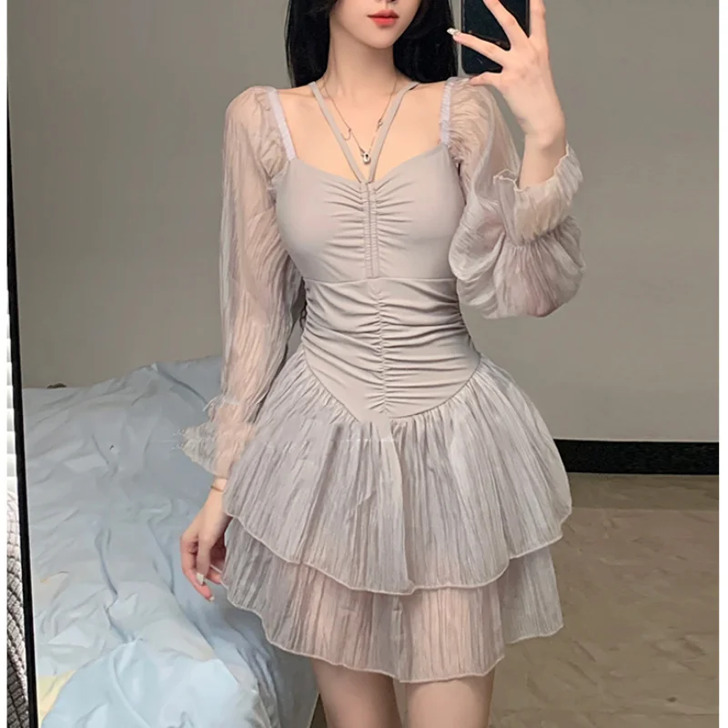 Top Trends: Conjoined Body Conservative Women's Clothing 2023 New Slimming Oversized Solid Color Sexy Hollow Out Backless Ruffles Swimwears Shoppable Styles