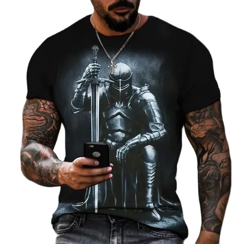 Top Trends: Summer Fashion Templar 3D Printed Men's T-Shirt Street Harajuku Cross TShirt For Men Short Sleeve Oversized Tshirt Vintage Top Shoppable Styles - Image 3