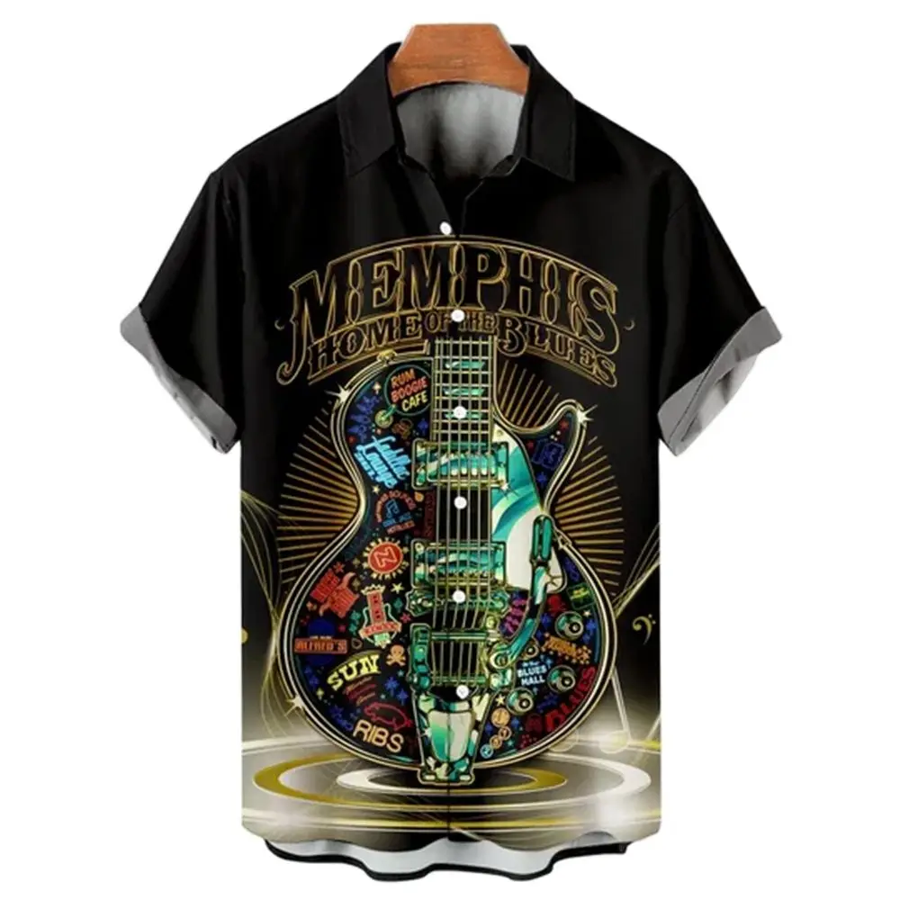 Top Trends: Hawaiian Men&#039;s Music Shirt 3d Musical Print Guitar Shirts For Men Short Sleeve Unisex Tops Tee Shirt Men Oversized Guitar Blouse Shoppable Styles