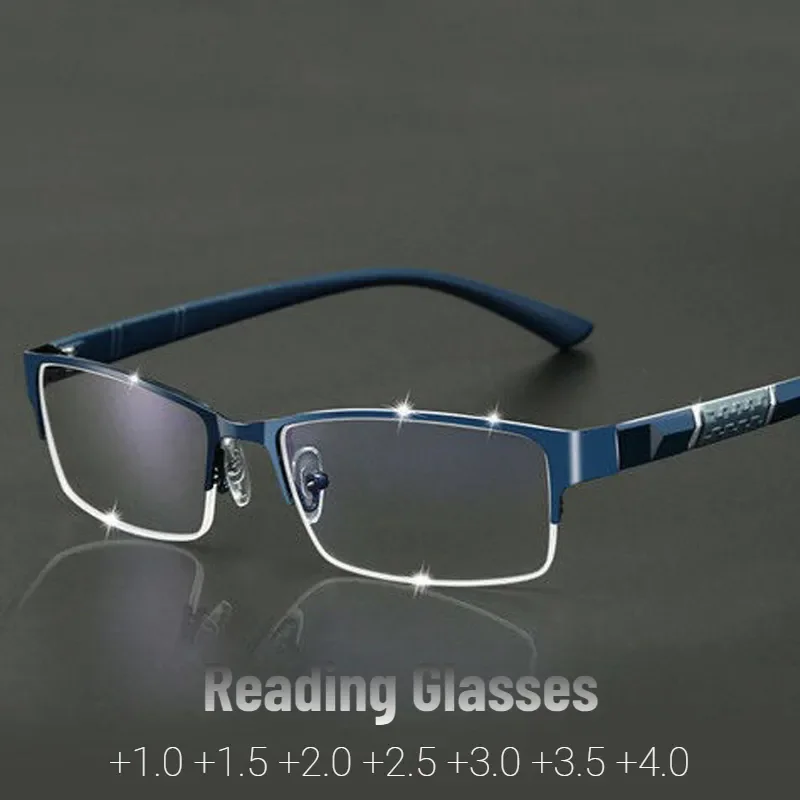 Top Trends: Metal Anti-blue Light Reading Glasses Farsighted Eyeglasses Men Business Eyewear Diopter 0 + 1.0 + 1.5 + 2.0 + 2.5 + 3.0 + 3.5 + 4.0 Shoppable Styles