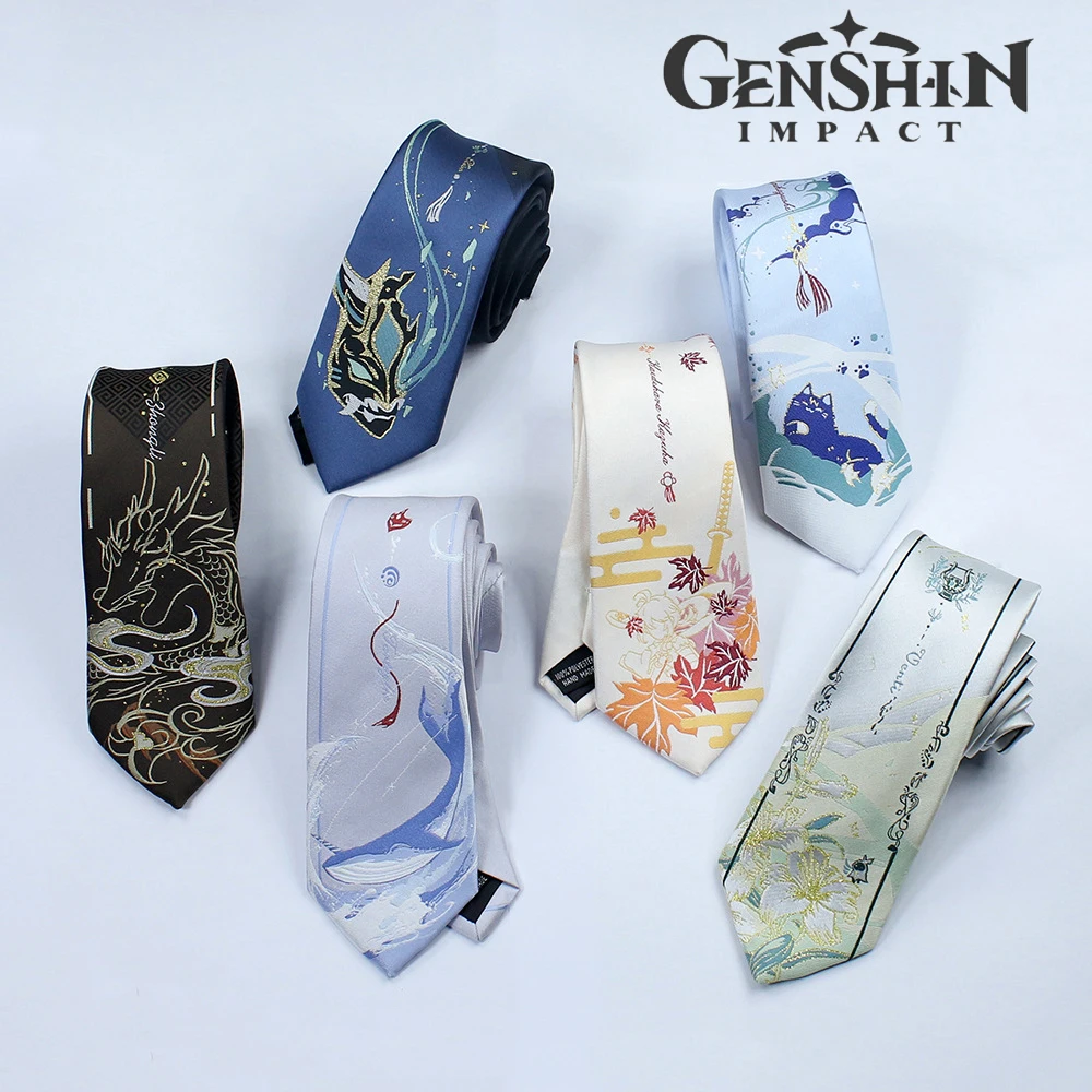 Top Trends: Game Genshin Impact Kaedehara Kazuha Tartaglia Wanderer Cosplay Tie JK Uniform Embroidery Necktie Unisex Costume Accessory Gifts Shoppable Styles