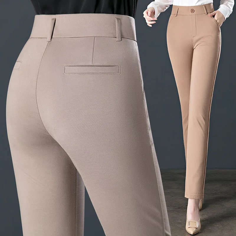 Top Trends: Women&#039;s Spring And Autumn Elastic High Waist Thin Straight Pants Knitted Extra Large Casual Leggings Y2k Pants S-10XL Shoppable Styles