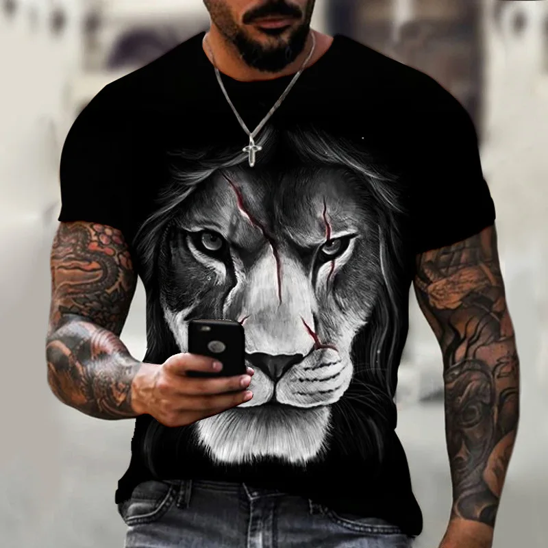 Top Trends: Men&#039;s T Shirts Lion / Tiger 3D Printed T-Shirts Harajuku Summer Tee O Neck Animal Short Sleeve Tops Oversized Clothing Sweatshirt Shoppable Styles