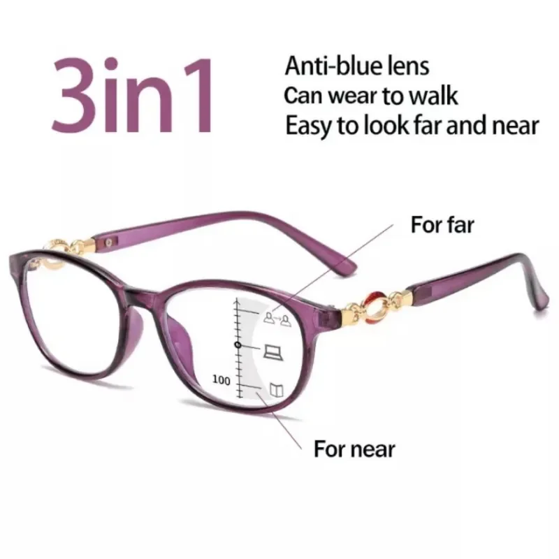 Top Trends: FG New 3 In 1 Progressive Multifocal Reading Glasses For Women Anti-blue Eyeglasses Easy To Look Far And Near + 1.0 To + 4.0 Shoppable Styles