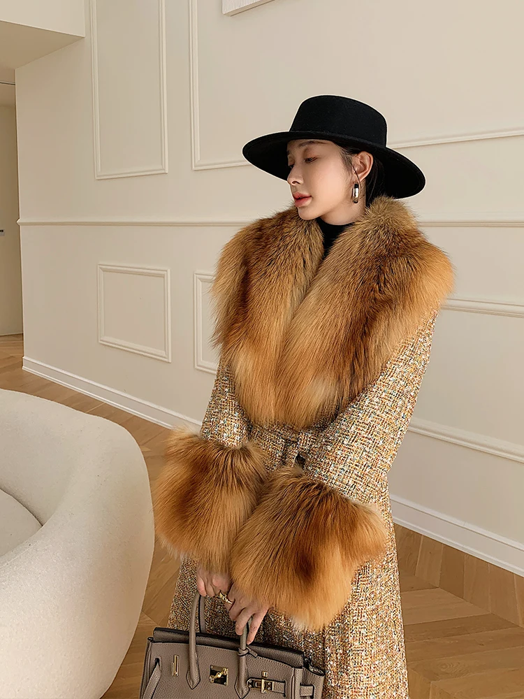 Top Trends: Large Size Winter Real Fur Collar Cuffs Set Neck Warmer Women Fur Shawl Furry Fluffy Fox Fur Scarf Luxury Scarves Coat Decor Shoppable Styles - Image 2