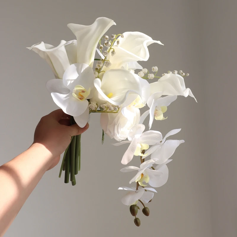 Top Trends: Whitney Wedding Collection Large Calla With Pure Moth Orchid Cascading Bridal Bouquet Centros De Mesa Para Boda Shoppable Styles