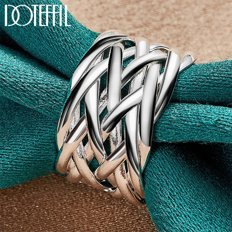 Top Trends: DOTEFFIL 925 Sterling Silver Open Weaving Ring For Man Women Fashion Wedding Engagement Party Gift Charm Jewelry Shoppable Styles